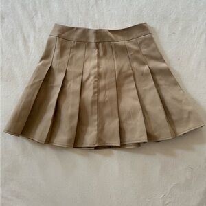 Khaki Pleated Skirt
